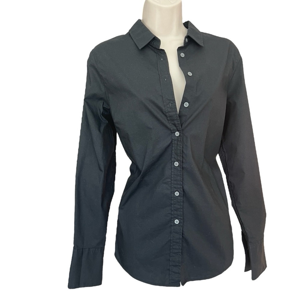 Banana Republic Riley tailored fit button down black long sleeve fitted | sz 4 - Picture 2 of 10